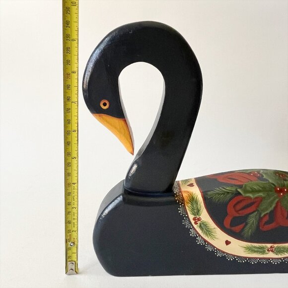 Vintage Hand Painted Wood Christmas Swan Signed - Picture 8 of 9
